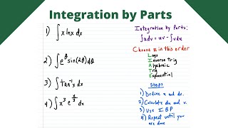 Integration by parts 4 examples  Calculus [upl. by Lipski]