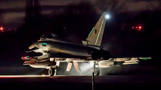 Night flight Eurofighter Typhoon Takeoff Luftwaffe German Air Force at TaktLwG 74 Neuburg ETSN [upl. by Nodmac149]