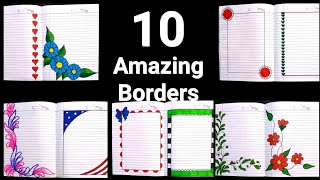 10 beautiful border designs for projects handmade simple border designs notebook border designs [upl. by Norabal696]