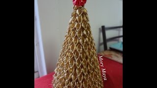 Como hacer un arbol navideño con pasta manualidades DIY [upl. by Ha]