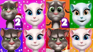 MY TALKING TOM VS MY TALKING TOM 2 MY TALKING ANGELA CHRISTMAS VS Halloween 2020Chinese Version 2021 [upl. by Isdnil]