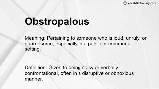 Obstropalous Meaning [upl. by Baily801]