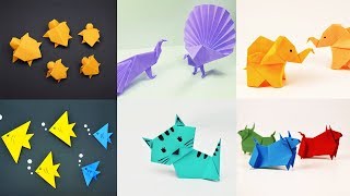 6 EASY ORIGAMI ANIMALS  PAPER CRAFTS FOR KIDS  Paper Animals Crafts [upl. by Einnil]