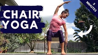 5 Minute Chair Yoga Stretch for Beginners  Quick amp Easy Follow Along Routine [upl. by Keith]