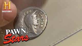 Pawn Stars Julius Caesar Silver Roman Coin  History [upl. by Aiuoqes961]