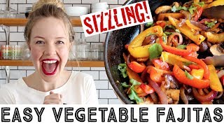 Vegan Fajitas Recipe  Easy Sizzling Vegetable Fajitas [upl. by Jaco842]