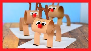 3D REINDEER CRAFT  fun Christmas paper craft for kids [upl. by Elke317]