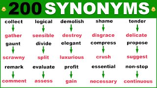 Learn 200 HELPFUL Synonym Words in English To Strengthen Your English Vocabulary [upl. by Koenig641]