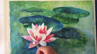 WaterLily watercolor tutorial easy step by step lesson for beginners [upl. by Einimod]