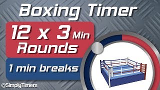 12 Round Boxing Match  Training Timer  12 x 3min with 1 min Breaks [upl. by Bubalo955]