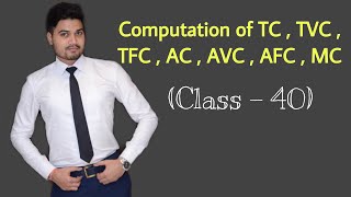 40 Calculation of TC TFC TVC AC AFC AVC and MC Numerical Part 1  Class XI [upl. by Teemus]