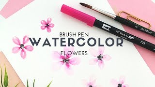 Blumen malen mit Brushpens  Watercolor Flowers  Aquarell Tutorial  Kirschblüten [upl. by Berey]