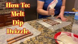 Chocolate Covered Pretzel RodsTUTORIAL MELT DIP DRIZZLE [upl. by Yrahk]