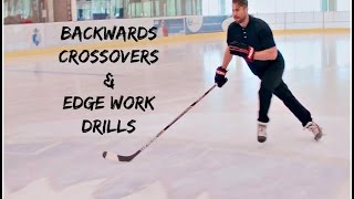 DRILLS TO IMPROVE BACKWARDS SKATING AND CROSSOVERS IN HOCKEY [upl. by Schuman]