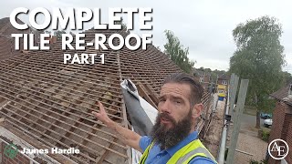 COMPLETE TILE REROOF PART 1 [upl. by Accem]