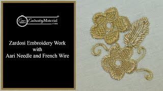 Learn how to do Zardosi Embroidery Work with Aari Needle and French Wire  Tutorial  3 [upl. by Lamb]