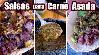 SALSAS para CARNE ASADA  3 Recetas  TOQUE Y SAZON [upl. by Omocaig402]