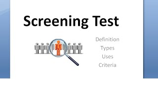 PSM 147 Screening Test Define Definition Uses Types ROC Curve Criteria Validity [upl. by Frankhouse610]