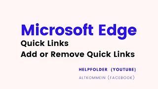 Edge Browser  How to Add or Remove Quick Links on New Tab Page [upl. by Urbano]