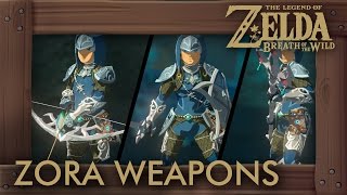 Zelda Breath of the Wild  All Zora Weapons Complete Set Location [upl. by Amoakuh]