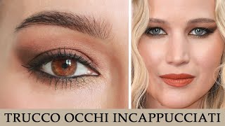 Come truccare gli occhi azzurri incappucciati ispirandosi a Jennifer Lawrence [upl. by Syxela843]