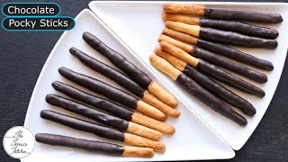 Chocolate Pocky Sticks Recipe Without Oven  Homemade Chocolate Sticks Recipe  The Terrace Kitchen [upl. by Scopp]