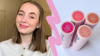 NEW Glossier UltraLip  Lip Swatches Review and Comparisons  Discount Code [upl. by Acirretal]