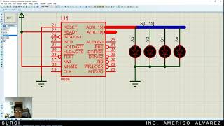 E001 INTEL 8086 Simulación Proteus Isis EMU8086 ensamblador [upl. by Fulvia]