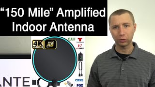 150 Mile Indoor Amplified HD Digital TV Antenna Review  Round Shape [upl. by Knuth]