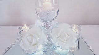 DIY  TILTED WINE GLASS CENTERPIECE  INEXPENSIVE FOR THOSE ON A BUDGET 2018 [upl. by Jacquenetta589]