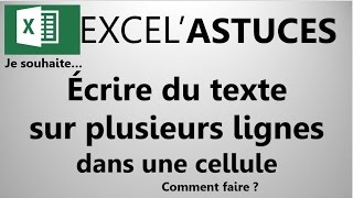 EXCEL  DANS UNE CELLULE ÉCRIVEZ DU TEXTE SUR PLUSIEURS LIGNES 28 [upl. by Mears]