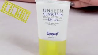 SUPERGOOP Unseen Sunscreen Broad Spectrum SPF 40 Review and Swatch Sunscreen Week 2018 [upl. by Aislehc]