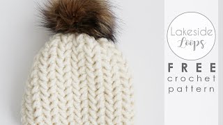 Heath Herringbone Hat FREE Crochet Pattern Video Tutorial [upl. by Mcclure]