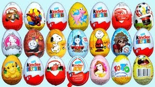 21 Surprise Eggs Kinder Surprise Kinder Joy Disney Pixar Cars 2 Thomas amp Friends Spongebob [upl. by Zebulon]