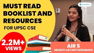 Must Read Booklist and Resources for UPSC CSE by AIR 5 Srushti Jayant Deshmukh [upl. by Amliw]