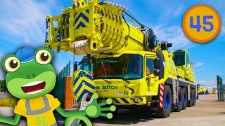 Gecko Meets A Real Crane  Geckos Real Vehicles  Construction Trucks For Children [upl. by Tybi]