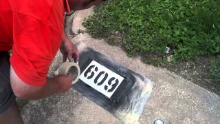 Fast curb painting  How to paint curb addresses with speed [upl. by Raddy]