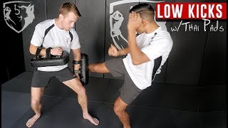 How to Hold Thai Pads For Low Kicks [upl. by Smeaj778]