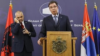 Albania and Serbia leaders clash over Kosovo comments [upl. by Ilyssa705]