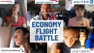 New York to London ECONOMY FLIGHT BATTLE  Comparing FIVE different airlines [upl. by Akimed]