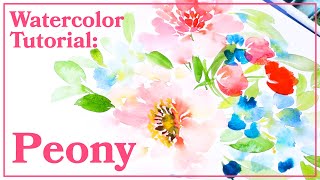 Watercolor Tutorial  Painting Peonies [upl. by Onaicul]