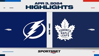 NHL Highlights  Lightning vs Maple Leafs  April 3 2024 [upl. by Phelips]