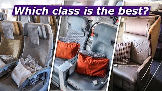 ECONOMY vs PREMIUM ECONOMY vs BUSINESS CLASS aboard SINGAPORE AIRLINES A350 [upl. by Atniuq]