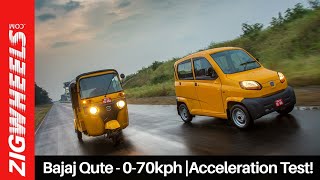 Bajaj Qute  070kph Acceleration Test  ZigWheelscom [upl. by Evie]