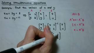 Solving simultaneous equations using matrices [upl. by Seidler]