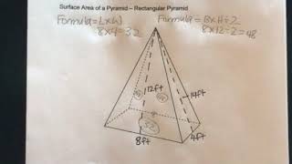 How to find the Surface Area of a Rectangular Pyramid [upl. by Notnef221]