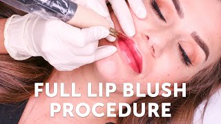 Full Lip Blush Procedure  Tina Davies Professional I 💋 INK [upl. by Whiney]