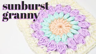 Sunburst Granny Square Tutorial  Granny Square Blanket Idea [upl. by Lazarus259]