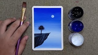 Easy Poster Color Night Sky Painting for Beginners • Stepbystep Tutorial [upl. by Ronile]