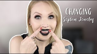 HOW TO CHANGE YOUR SEPTUM PIERCING  Horseshoe Clicker Segment Ring amp Retainer [upl. by Bobbie468]